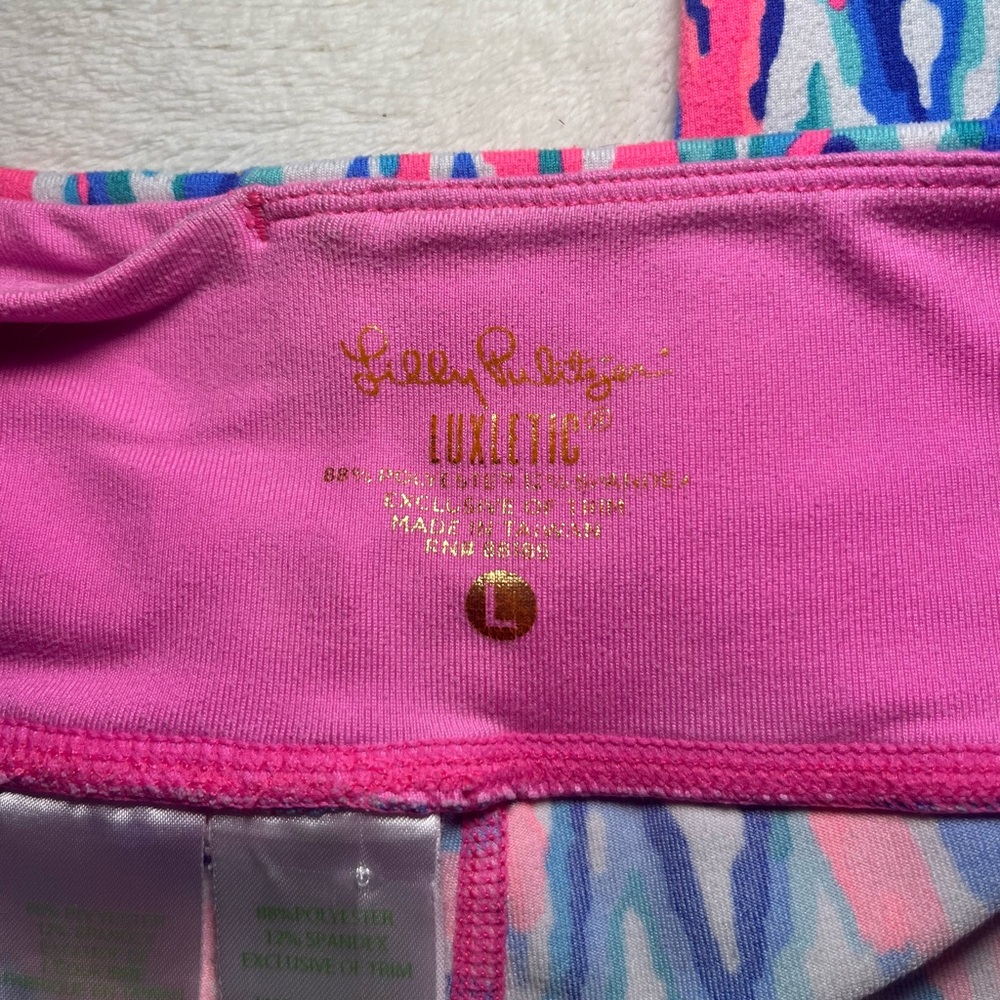Lilly Pulitzer Luxletic Pink and Blue Patterned Leggings Sz L - Picture 5 of 7